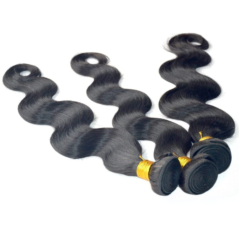 Brazilian Wavy Hair 3 Bundles Black Remy Human Hair Extensions Machine Weft Brazilian Virgin Hair  (10 10 12 Inches)