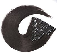 Human Hair Extension for Women and Girls ( Set and 4 Clips) (Black, 24 Inch)