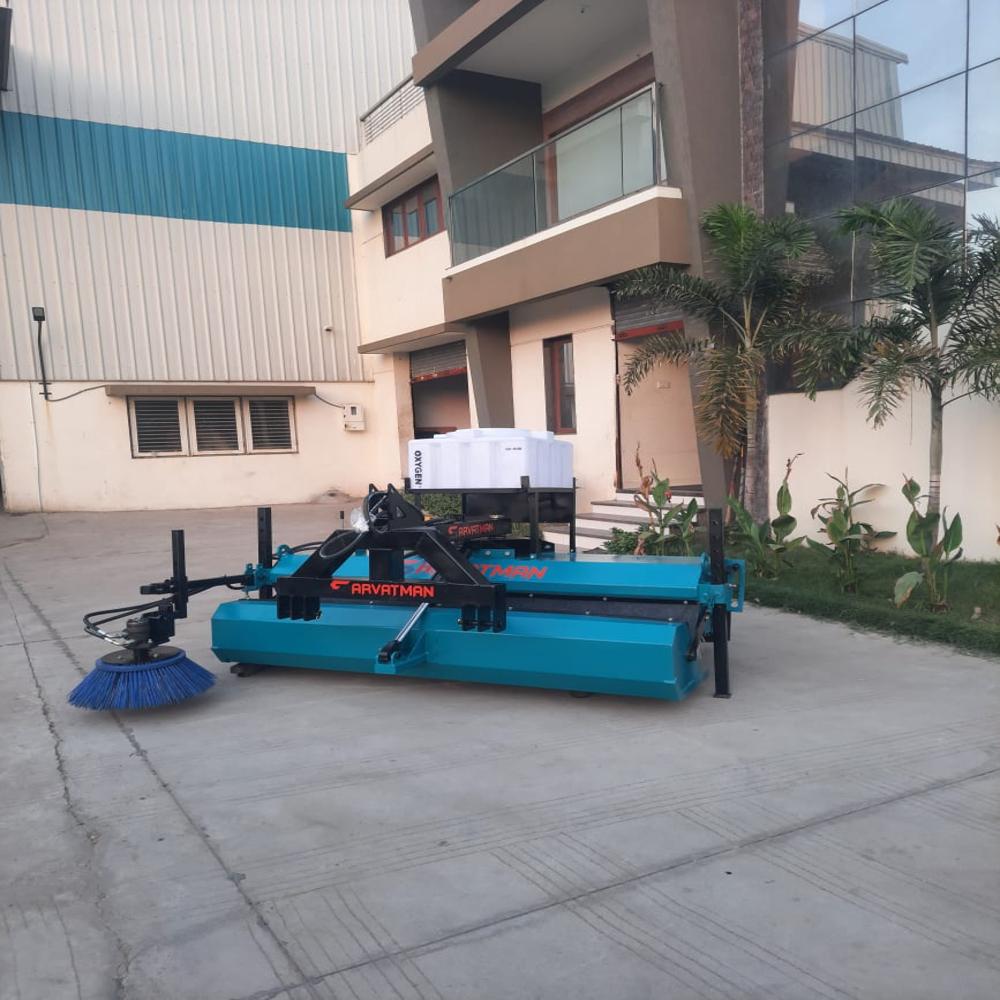 Tractor Mounted Road Broomer - Color: Yellow & Water Blue