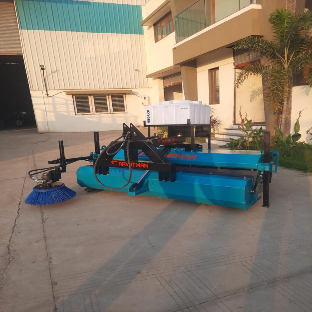 Tractor Mounted Road Broomer - Color: Yellow & Water Blue