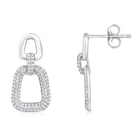 Lab-Grown Diamond Paperclip Drop Earrings, Modern Chain Link Statement, 18K White Gold