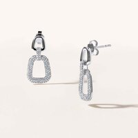 Lab-Grown Diamond Paperclip Drop Earrings, Modern Chain Link Statement, 18K White Gold