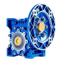 Aluminum Worm Gearbox - Aluminum, Blue, Ribbed Body, Oil-filled, Bidirectional, 0.18-7.5 Kw, Flange Mount, Low Noise