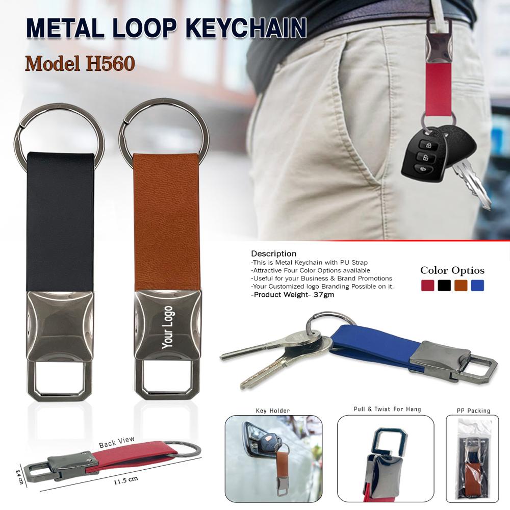 Metal Keychain with Pu leather 