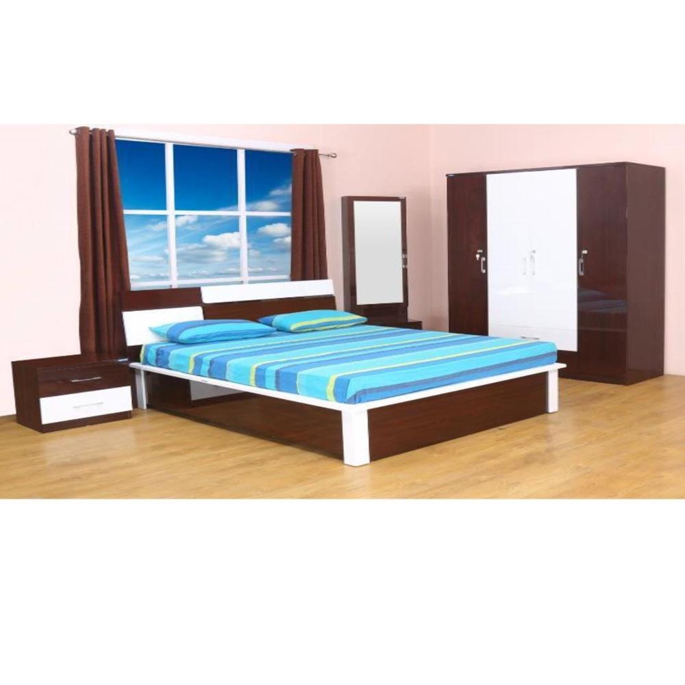 NILKAMAL TRISTAR 4 DOOR WARDROBE , DRESSING TABLE, KING BED, SIDE TABLE BEDROOM SET 