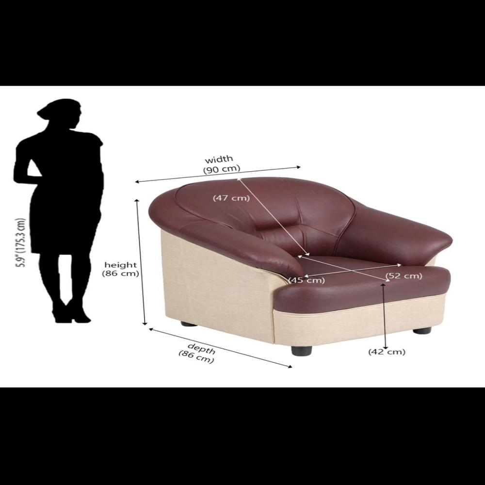 Nilkamal Bright Sofa Sets - Pvc Upholstery, Standard Size, Maroon Beige Color | Eco-friendly, Soft Foam Cushioning, Heavy-duty Solid Wood Support
