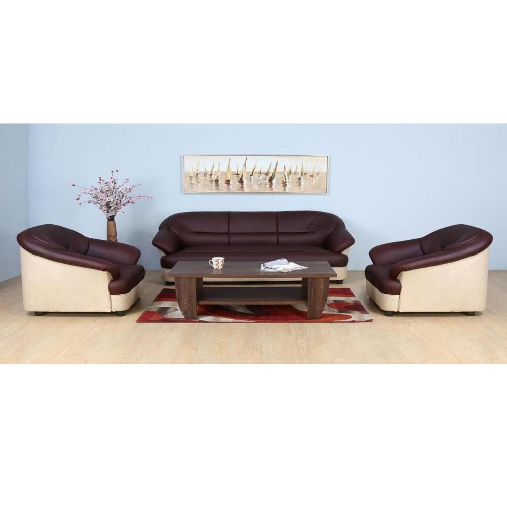 Nilkamal Bright Sofa Sets - Pvc Upholstery, Standard Size, Maroon Beige Color | Eco-friendly, Soft Foam Cushioning, Heavy-duty Solid Wood Support