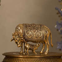 Cow & Calf Brass Idols - Color: Golden