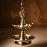 Traditional Indian Brass Oil Lamp - Color: Golden