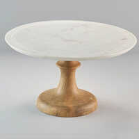 10 Inch Marble Base Wood Cake Stand