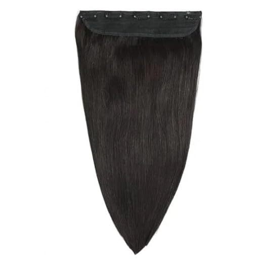 Clip On Real Human Hair Extensions  Thickness Straight (24 Inch, Natural Black), 100 Gram