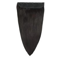Clip On Real Human Hair Extensions  Thickness Straight (24 Inch, Natural Black), 100 Gram