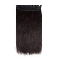 Clip On Real Human Hair Extensions  Thickness Straight (24 Inch, Natural Black), 100 Gram