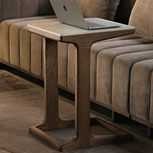 C Shaped Teakwood Side Table - Color: Different Available