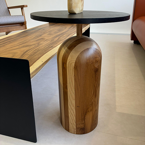 Wooden Stripe Side Table