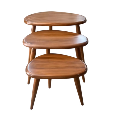 Walnut Finish Solid Nesting Table Set Of 3 - Color: Different Available
