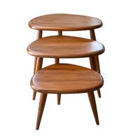 Walnut Finish Solid Nesting Table Set Of 3