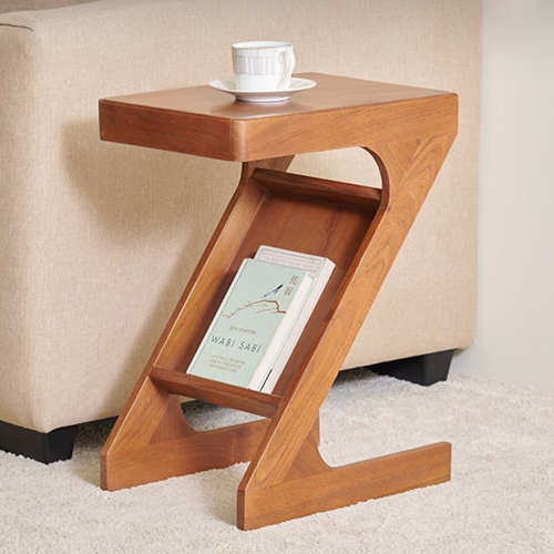Acacia Wood Z Shape End Table
