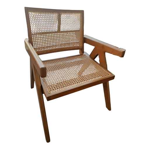 Teakwood Rattan Living Room Chair - Color: As Per Requirement