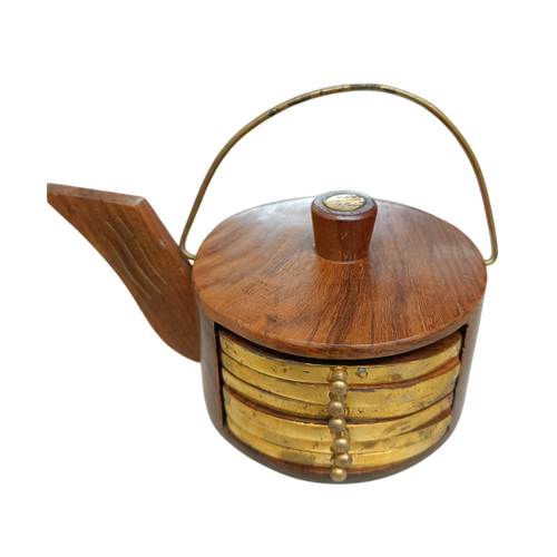 Wooden Kettle Shaped Coaster