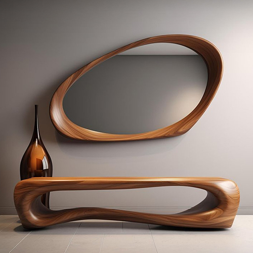 Walnut Frame Asymmetrical Mirror Frame - Color: Different Available
