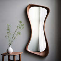 Walnut Wavy Floor Full Length Mirror Frame