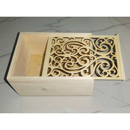 Rectangular Pine Wood Pull Handle Lid Sliding Box - Color: Various Available