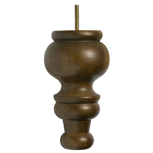 7 Inch Turned Round Walnut Finish Tapered Furniture Wood Legs - Color: Different Available