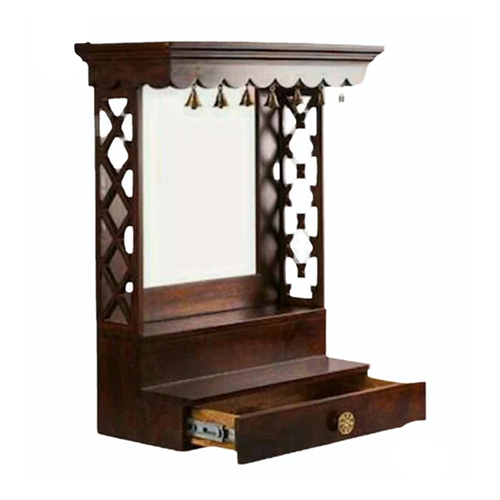 Sheesham Wood Brass Bell Single Drawer Multiple Step Temple - Color: Different Available