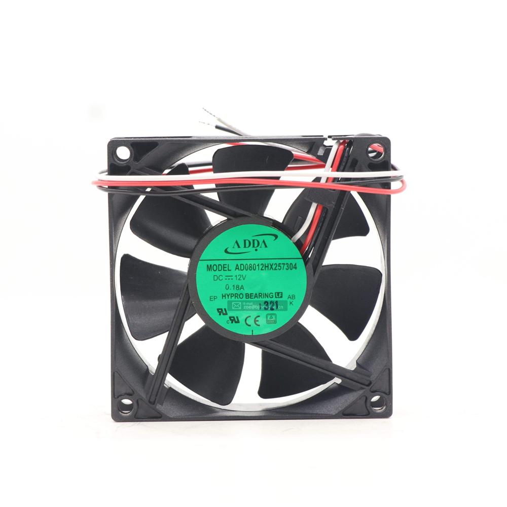 ADDA AD08012HX257304 12V DC 8025 0.18A 80x80x25mm 3wires 3600RPM 45.29CFM Special Bearing Axial Cooling Fan