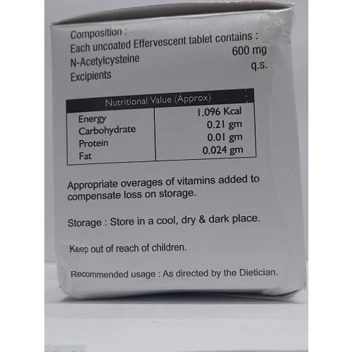 600mg N-acetylcysteine Effervescent Tablets - Storage Instructions: Cool & Dry Place
