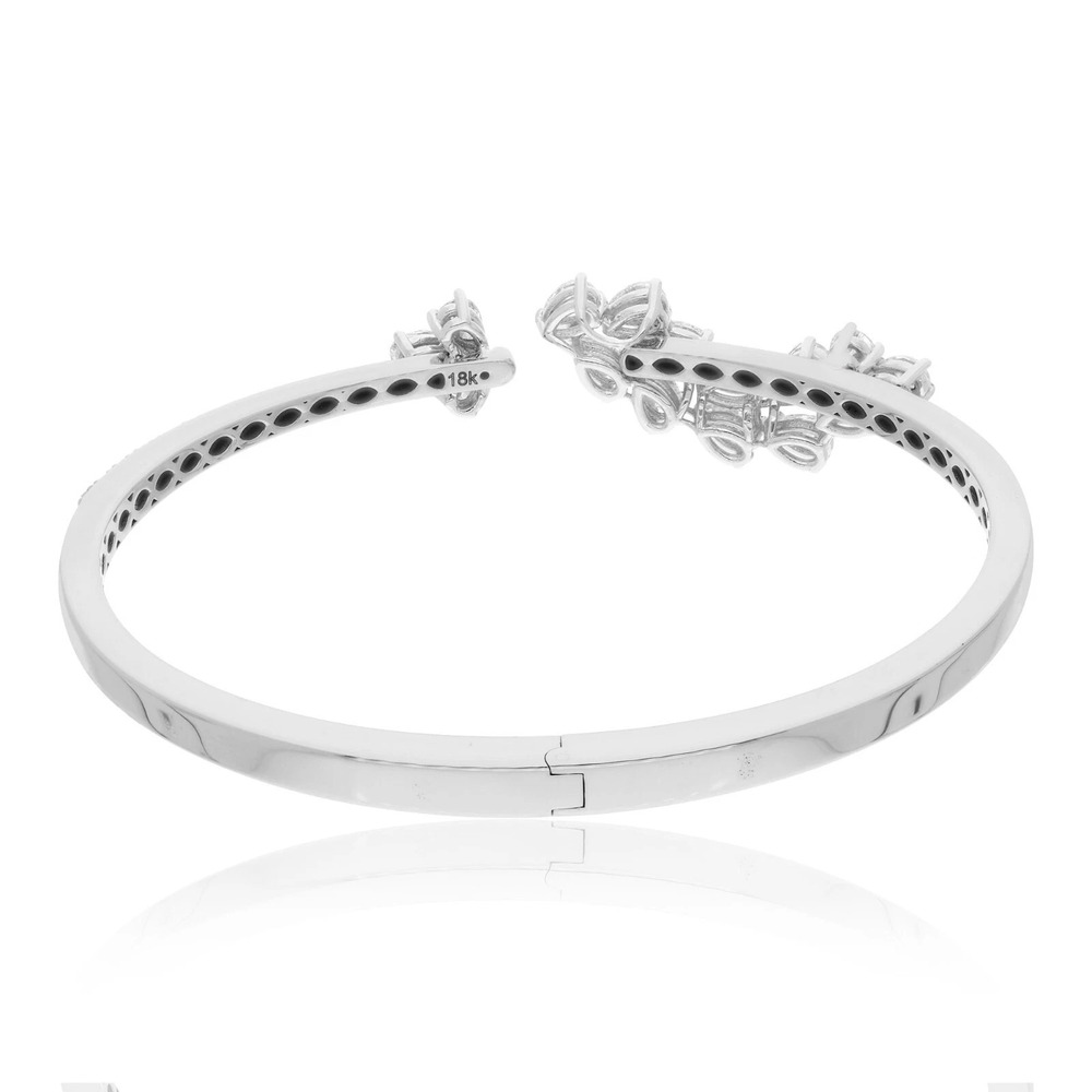 2.38 CT Pear Cut Lab-Grown Diamond Cuff Bangle, 18K White Gold