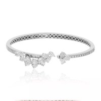 2.38 CT Pear Cut Lab-Grown Diamond Cuff Bangle, 18K White Gold