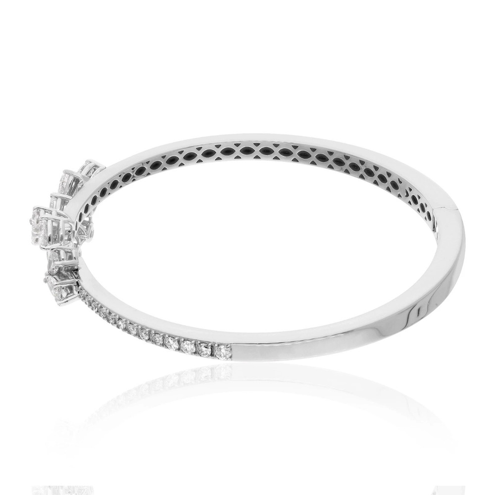 2.38 CT Pear Cut Lab-Grown Diamond Cuff Bangle, 18K White Gold