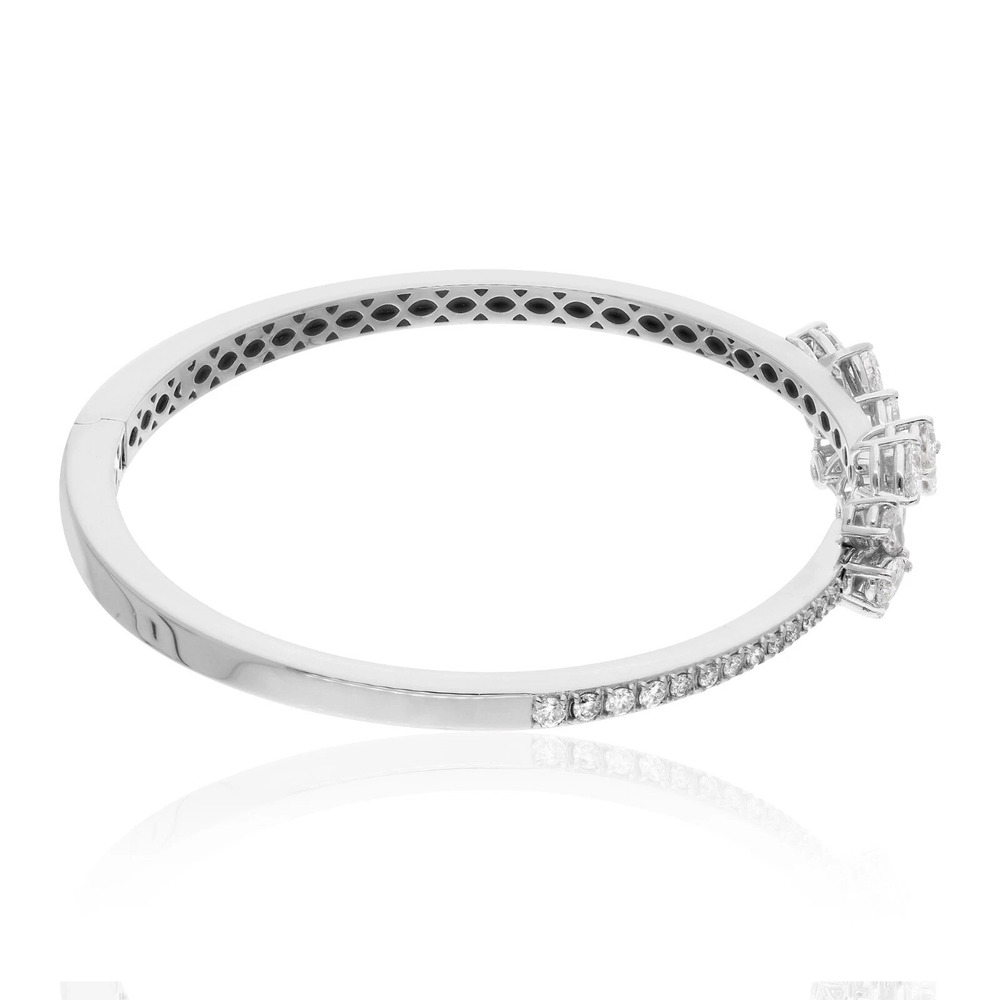 2.38 CT Pear Cut Lab-Grown Diamond Cuff Bangle, 18K White Gold