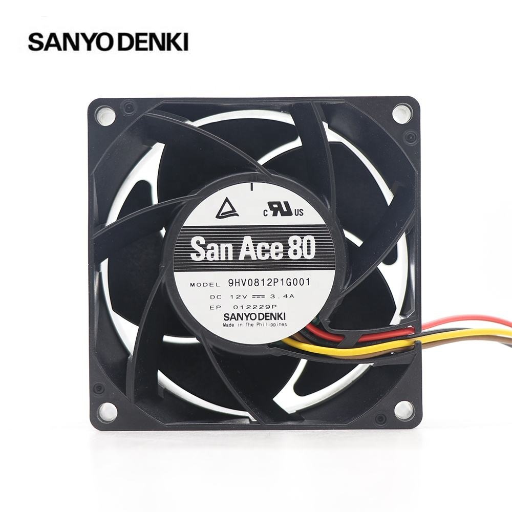 SANACE 9HV0812P1G001 80x80x38mm 12V DC 40.8W 0.85A 131CFM 14900RPM High Performance Wire Leads Cabinet Axial Cooling Fan