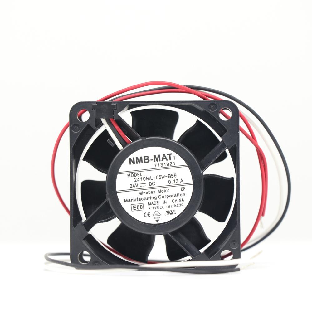 NMB 2410ML-05W-B59 60X60X25mm 24V DC 0.13A 6CM 6025 Double Ball Bearing Fanuc System Axial Flow Cooling Fan