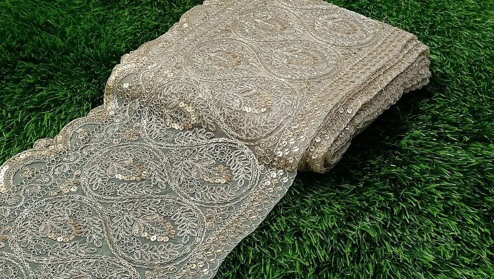Fancy Golden Colour Sequence Lace