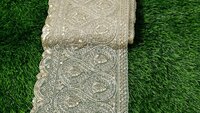 Fancy Golden Colour Sequence Lace