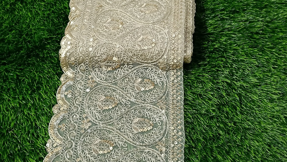 Fancy Golden Colour Sequence Lace