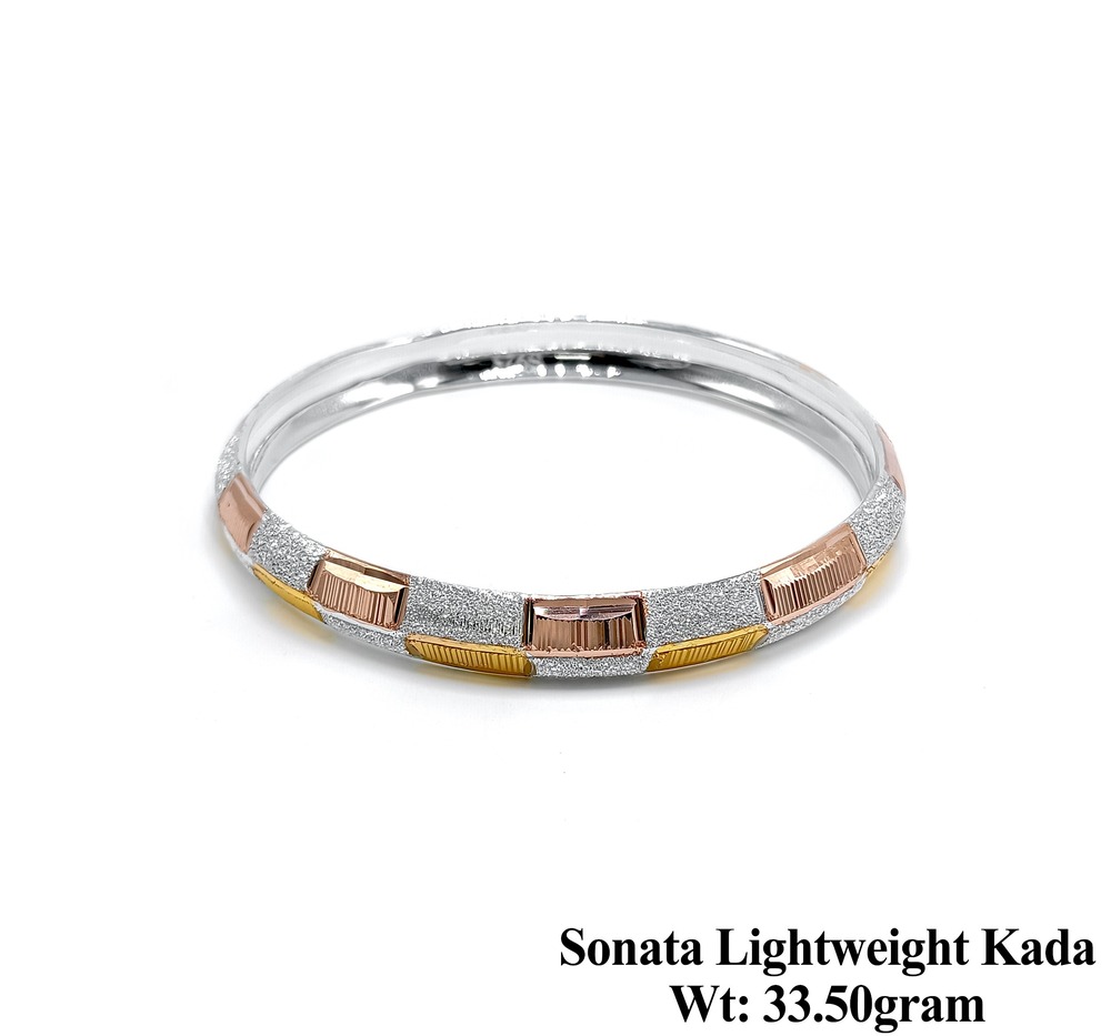 925 Silver Sonata Lightweight Kada - Color: Two-tone