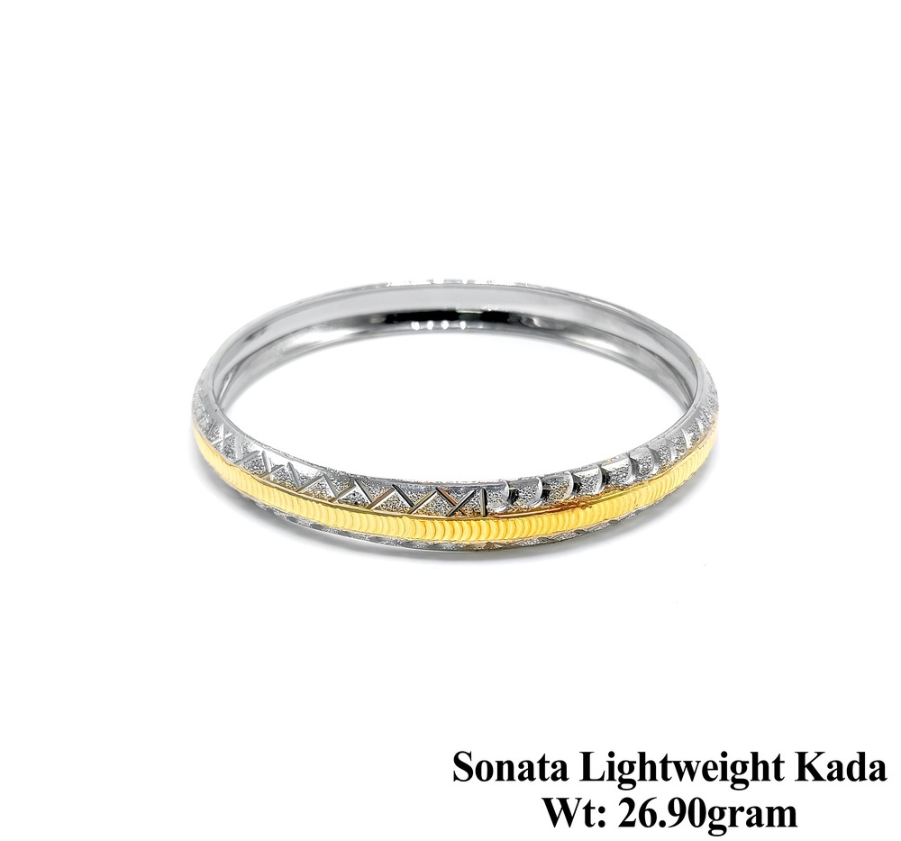 925 Silver Sonata Lightweight Kada - Color: Two-tone