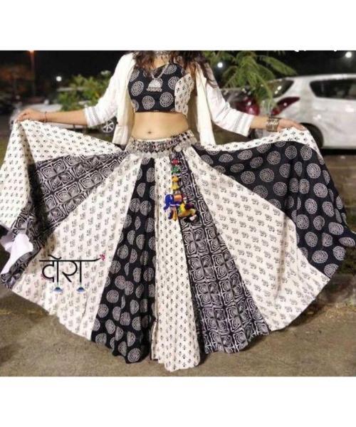 Beautiful Designer Navratri Pure Reyon Cotton Multi Kali Chaniya