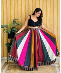 Beautiful Designer Navratri Pure Reyon Cotton Multi Kali Chaniya