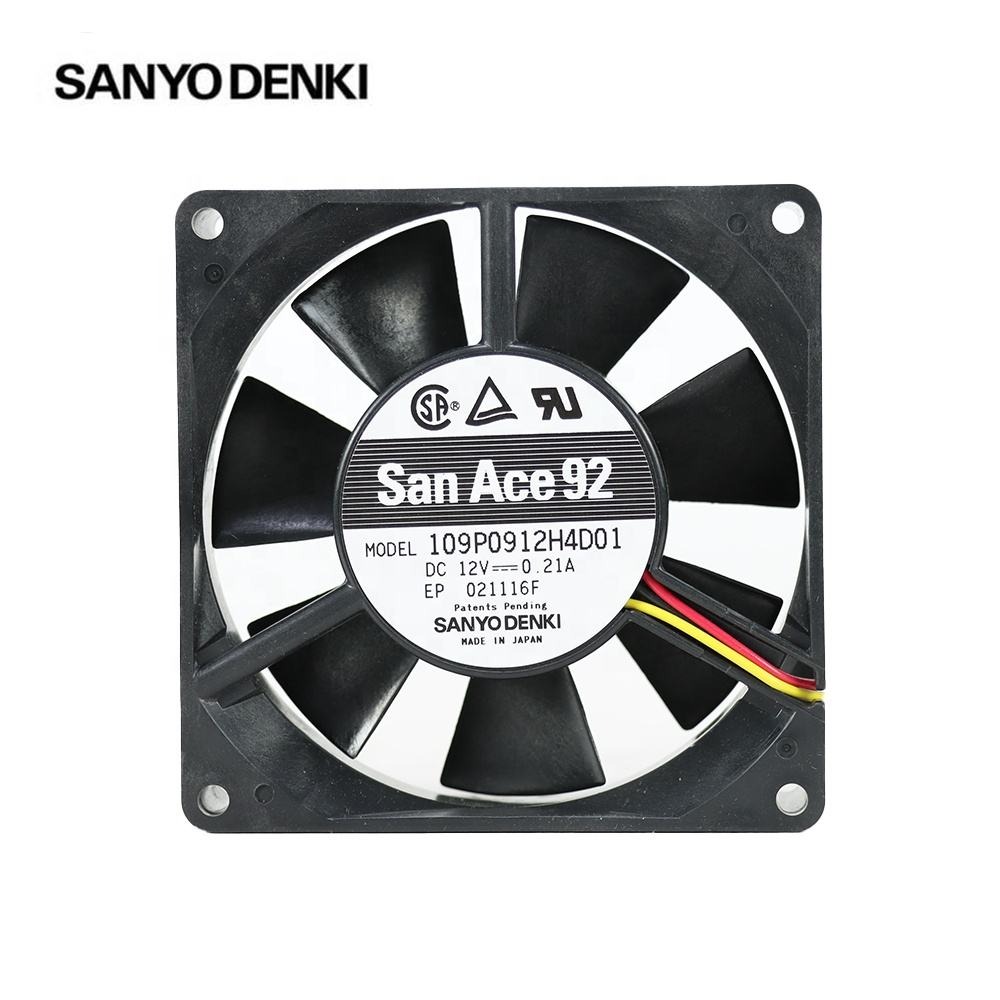 Sanyo 109P0912H4D01 92x92x25mm 12V DC 2850RPM 51.2CFM Wire Leads High Performance Cabinet Axial Cooling Fan
