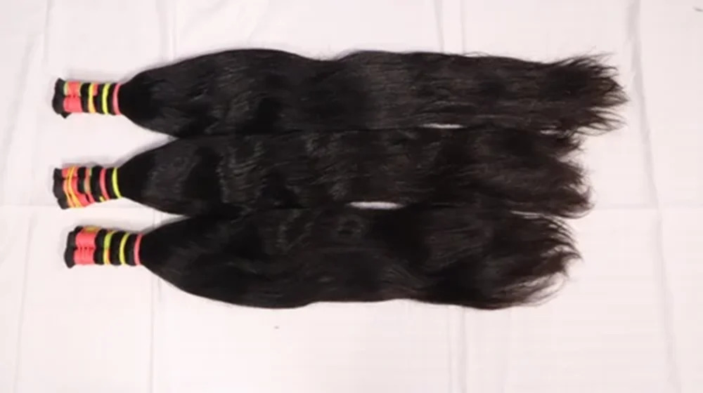 Double Drawn Human Hair Extensions for Braids Indian Hair Natural Weaving Raw Virgin