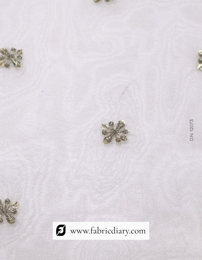 Designer Embroidered Zari Work Butti Fabric -12073