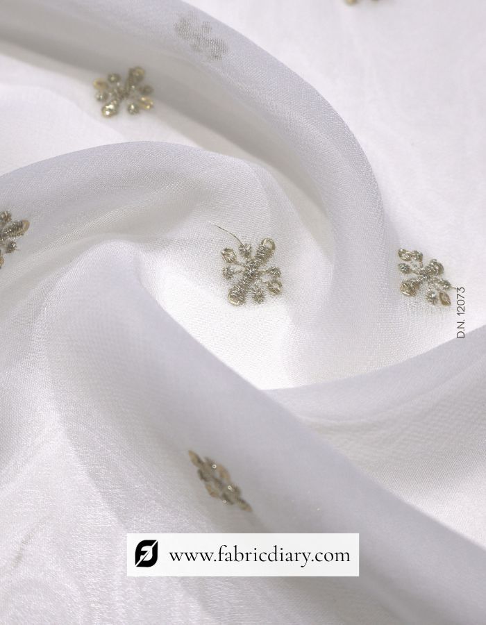 Designer Embroidered Zari Work Butti Fabric -12073
