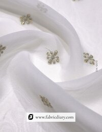Designer Embroidered Zari Work Butti Fabric -12073