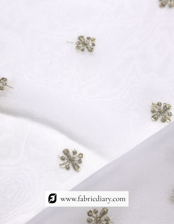 Designer Embroidered Zari Work Butti Fabric -12073